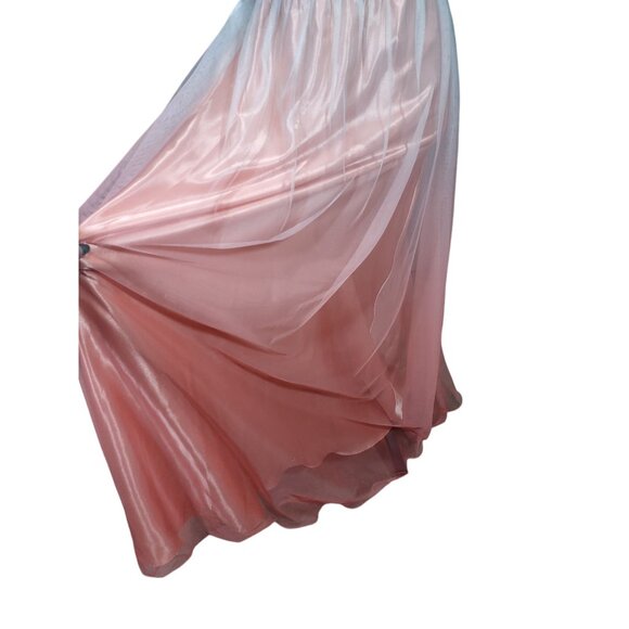 Vintage Blondie Nites Dress Peach Mint Ombre Beaded Prom Semi Formal Sz 11 - Picture 10 of 11